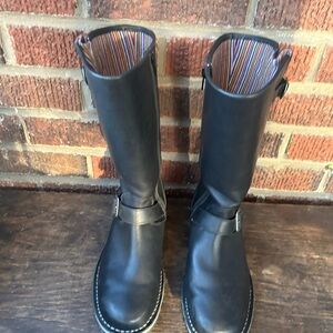 Merrell Wilderness Remix Size 8 Black Leather Boots Mid Calf Moto Combat